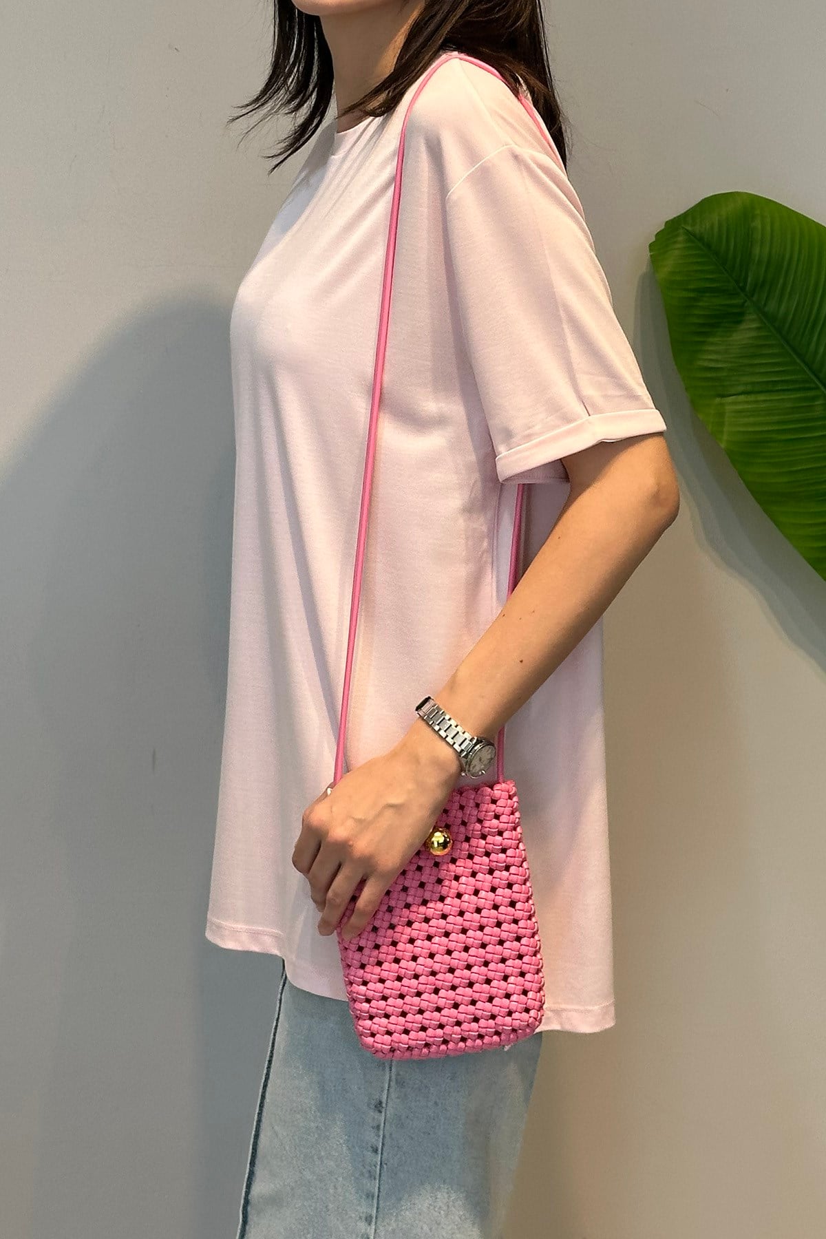 Kısa Kollu Bambu Bluz 161 Pembe