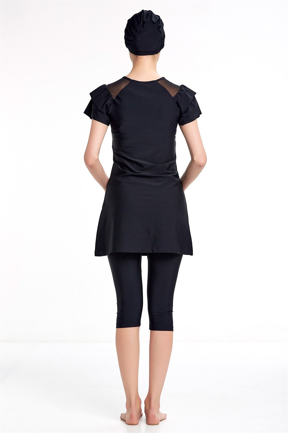 Kısa Kollu Likralı Taytlı Mayo Yarı Kapalı Mayo 3205