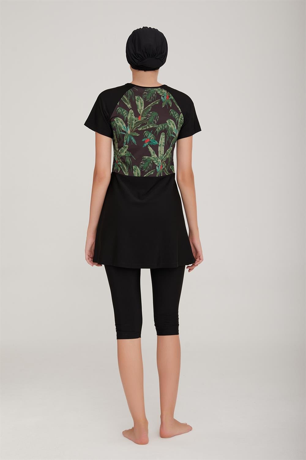 Kısa Kollu Taytlı Yarı Kapalı Mayo Sarah 1 3913 Siyah Remsa Mayo