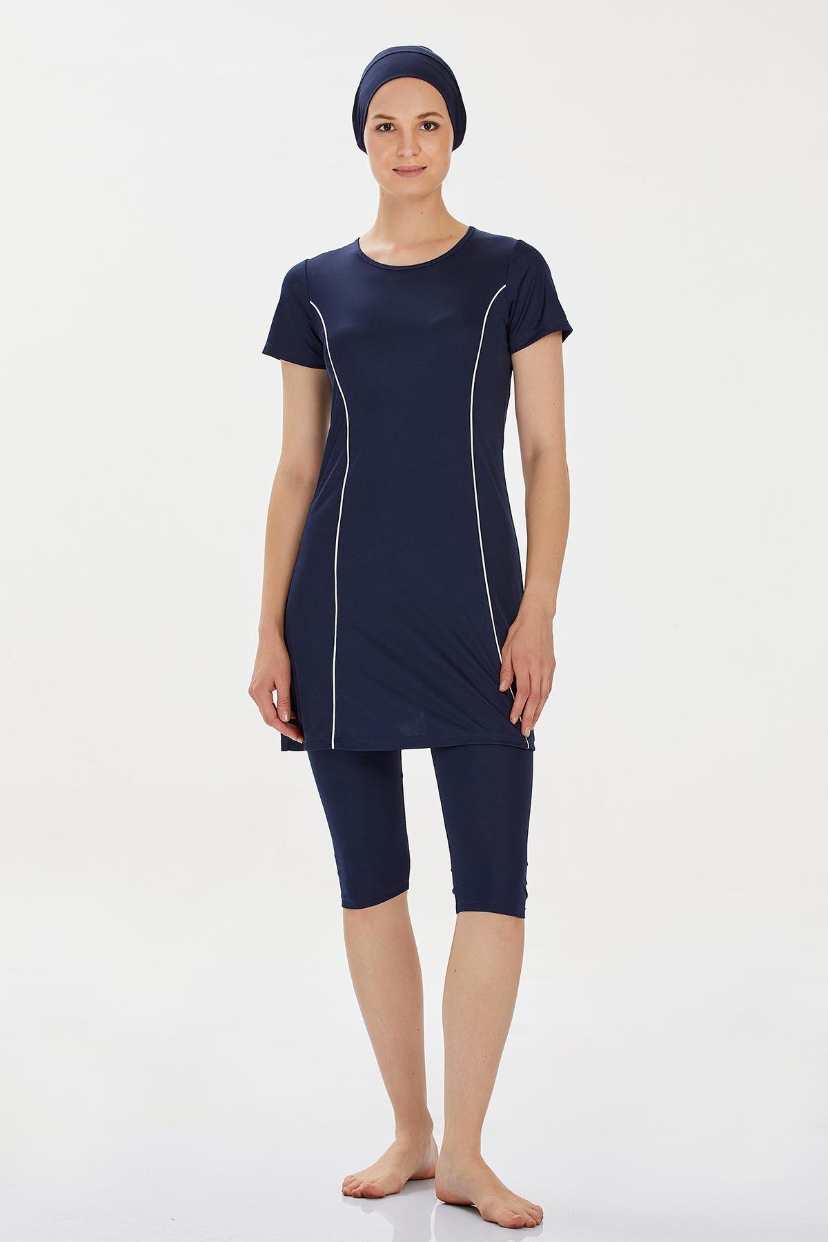 Kısa Kollu Yarı Kaplı Mayo Margarıt 9091 Koyu Lacivert