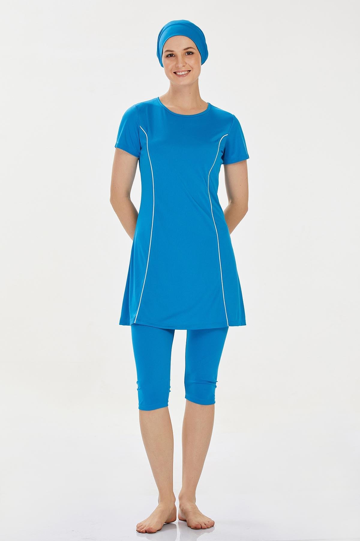 Kısa Kollu Yarı Kaplı Mayo Margarıt 9091 Petrol