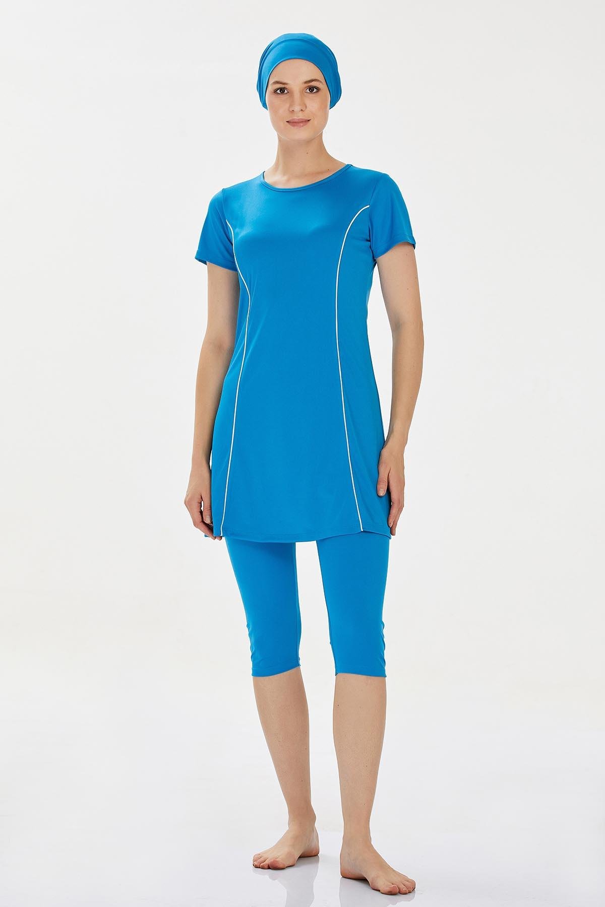 Kısa Kollu Yarı Kaplı Mayo Margarıt 9091 Petrol