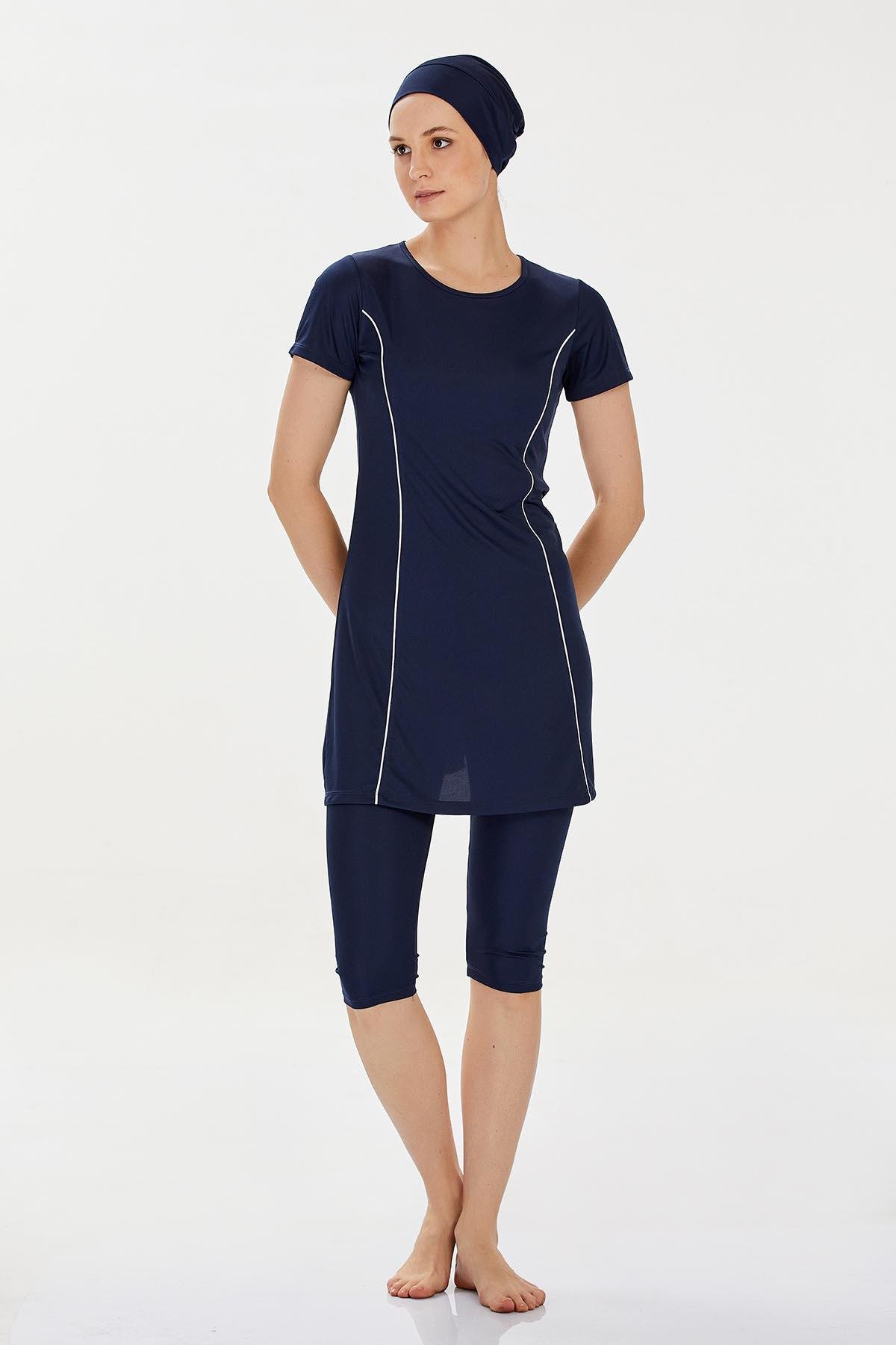 Kısa Kollu Yarı Kaplı Mayo Margarıt 9091 Koyu Lacivert