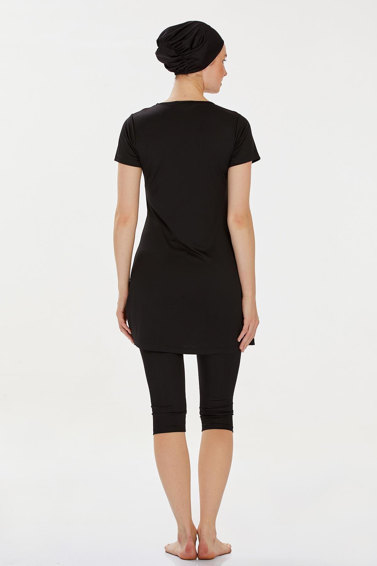 Kısa Kollu Yarı Kaplı Mayo Margarıt 9091 Siyah