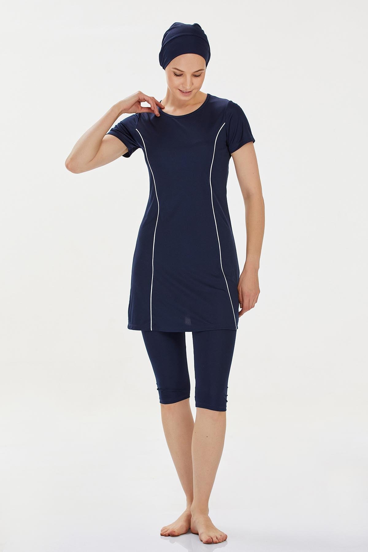 Kısa Kollu Yarı Kaplı Mayo Margarıt 9091 Koyu Lacivert