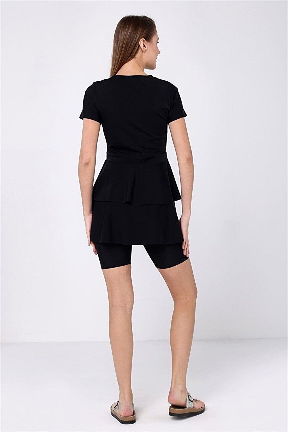 Kısa KolluYarı Kapalı Tesettür Mayo 2408 Siyah