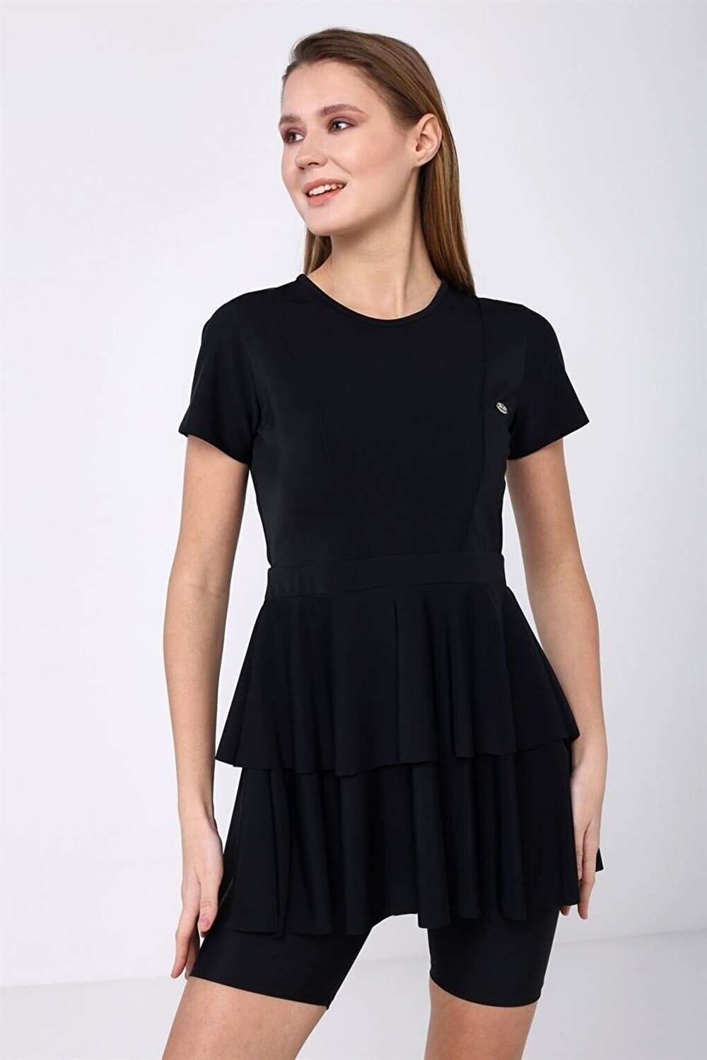 Kısa KolluYarı Kapalı Tesettür Mayo 2408 Siyah