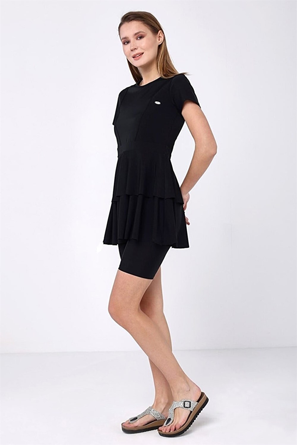 Kısa KolluYarı Kapalı Tesettür Mayo 2408 Siyah