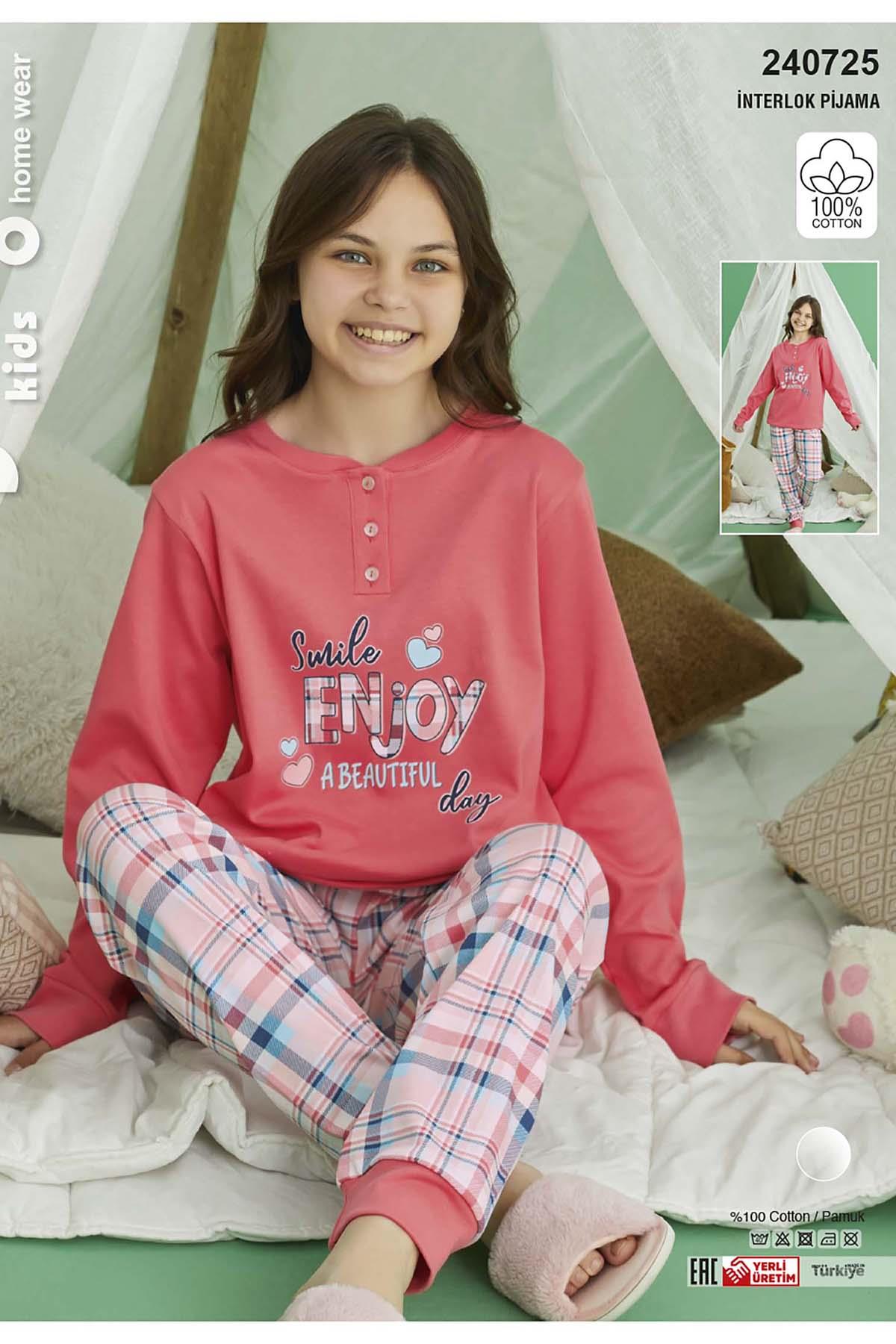 Kız Çocuk Aydoğan Pamuklu Pijama Takımı 240725 Narçiçeği