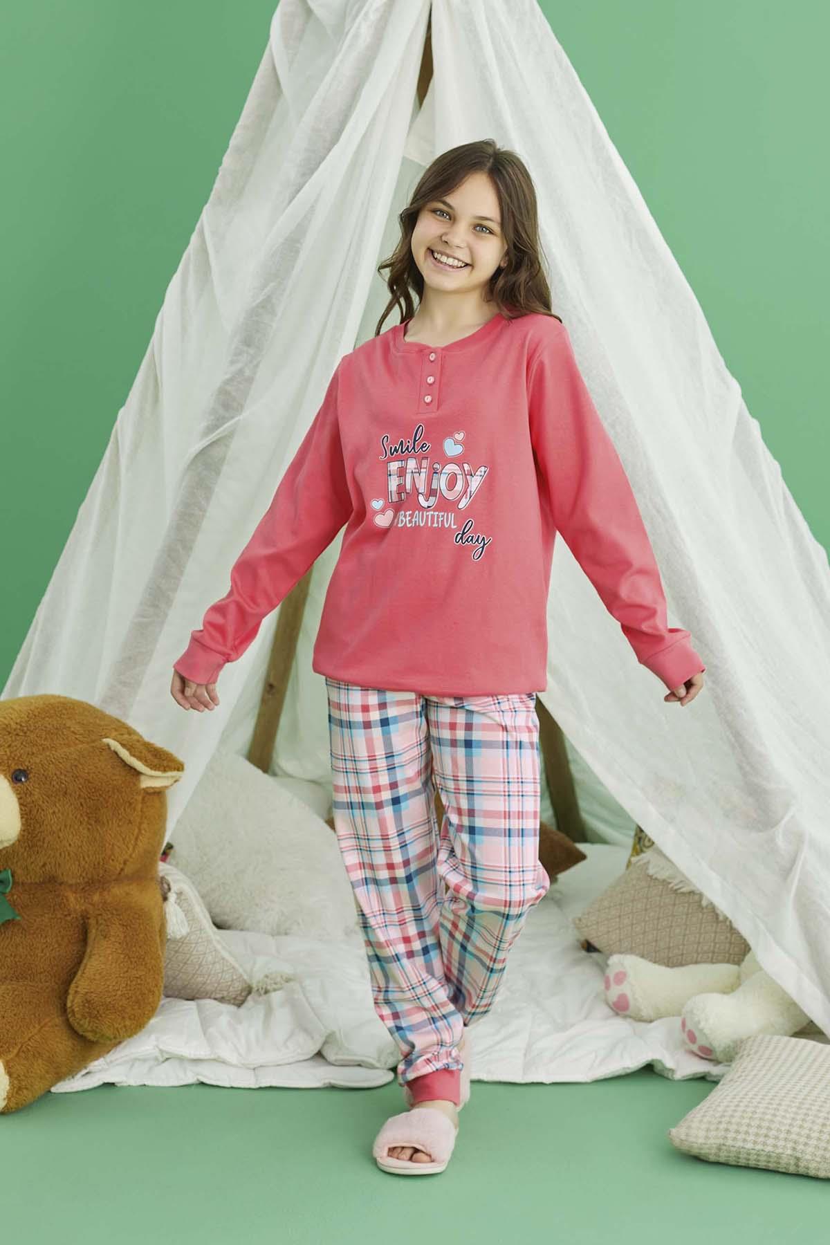 Kız Çocuk Aydoğan Pamuklu Pijama Takımı 240725 Narçiçeği