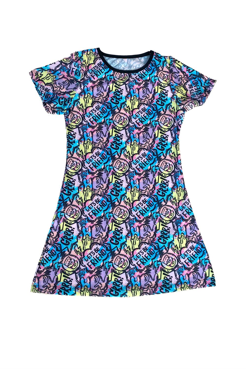 Kız Çocuk Kısa Kollu Taytlı Yarı Kapalı Mayo 4502 G Grafiti