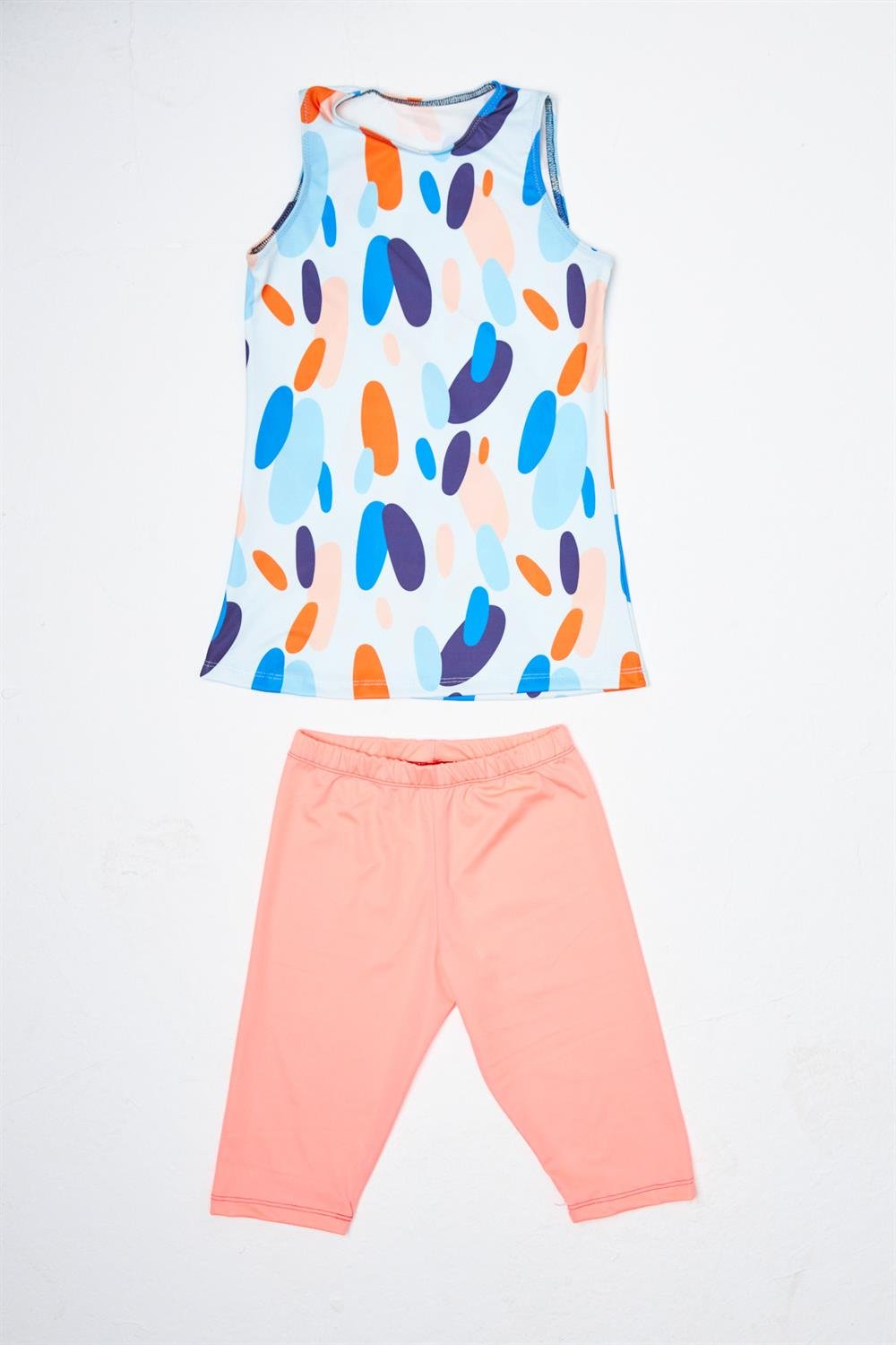 Kız Çocuk Kolsuz Taytlı Yarı Kapalı Mayo P24/146 Elips