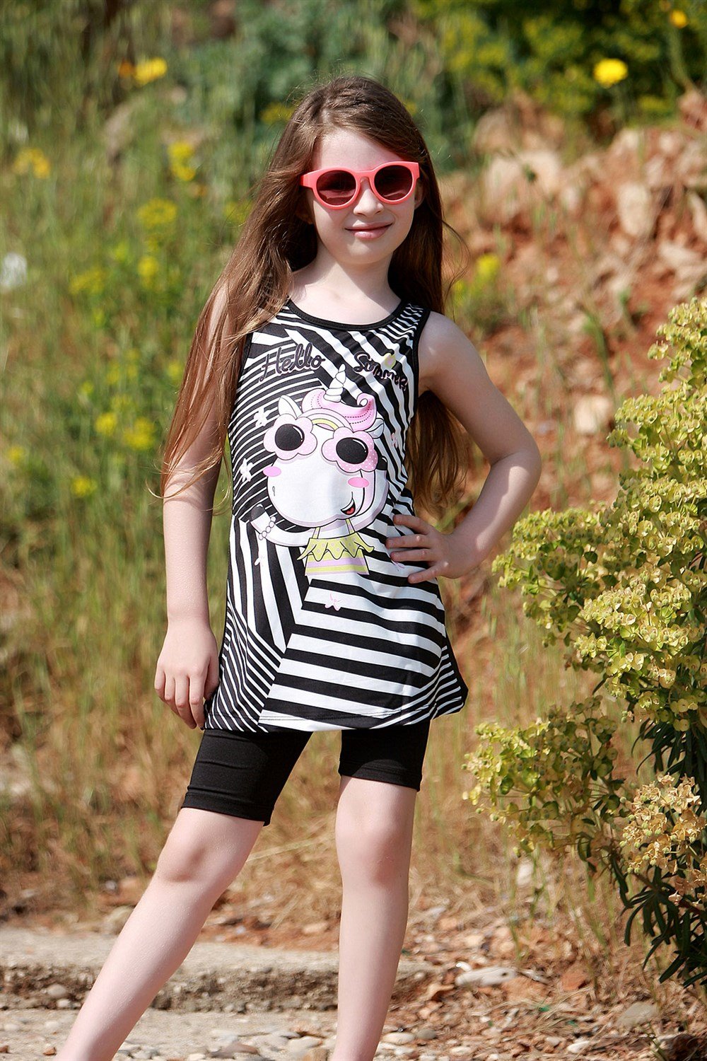 Kız Çocuk Yarı Kapalı Mayo Sıfır Kol Unicorn ROSE