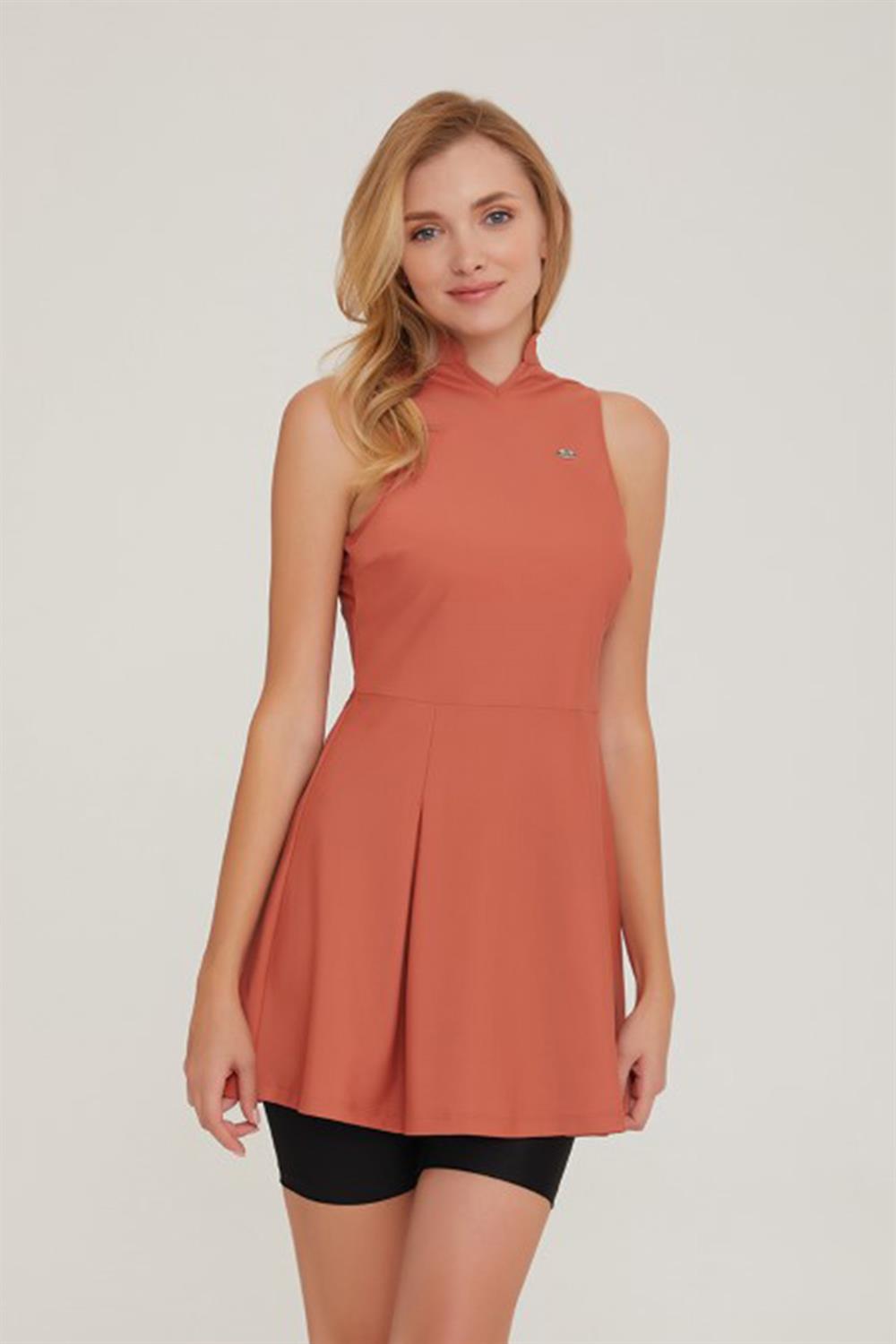 Kolsuz Şortlu Yarı Kapalı Elbise Mayo Esten 3914 Tarçın