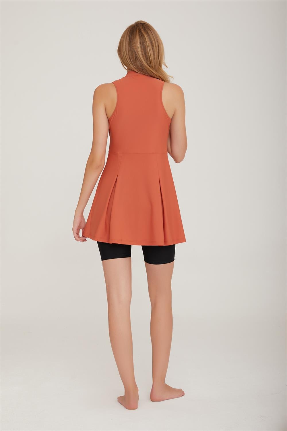 Kolsuz Şortlu Yarı Kapalı Elbise Mayo Esten 3914 Tarçın