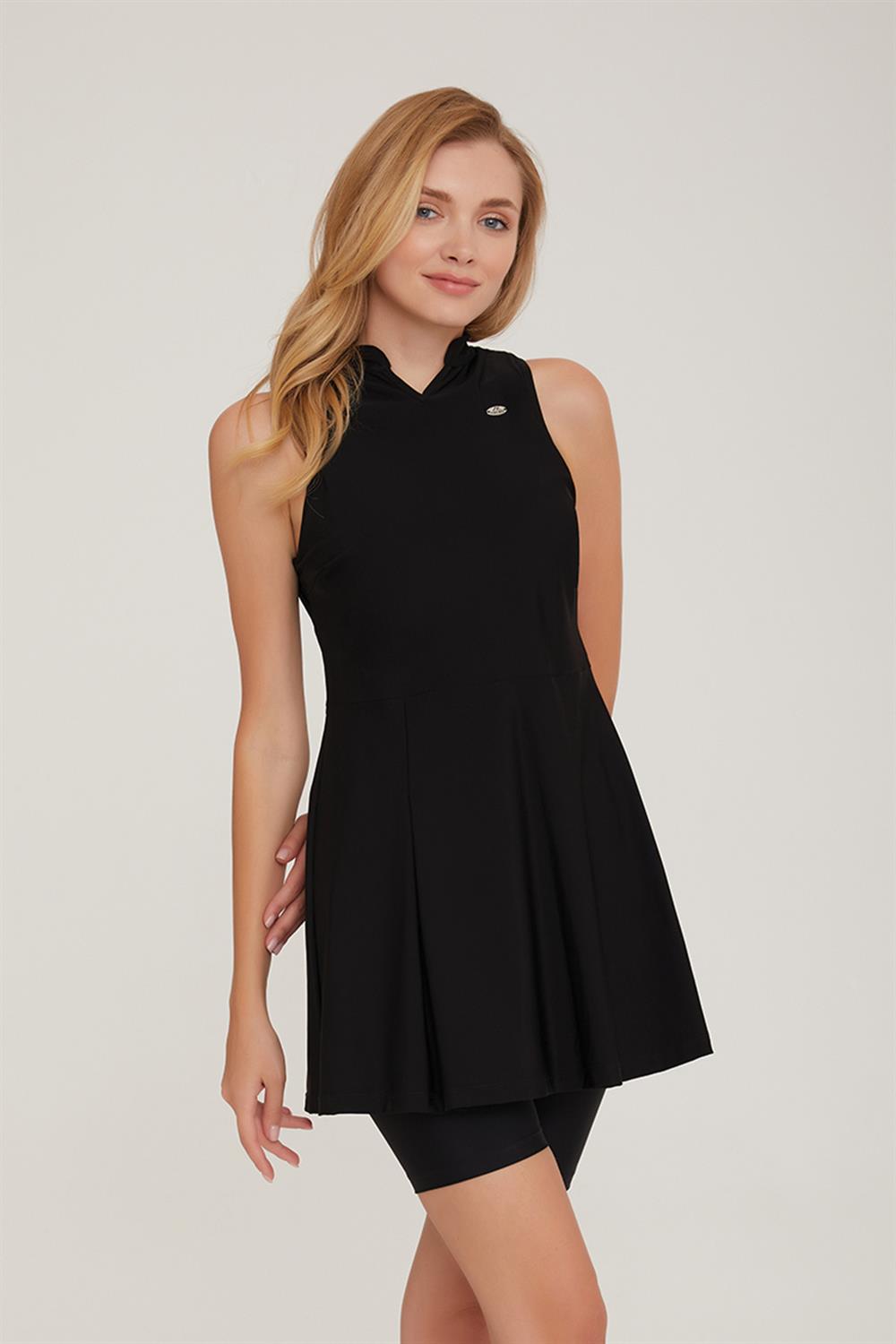 Kolsuz Şortlu Yarı Kapalı Elbise Mayo Esten 3914 Siyah