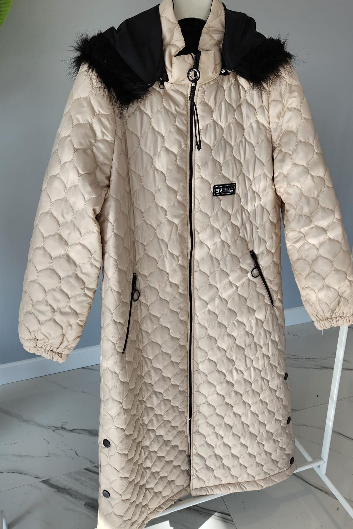 Kürklü Kapitone Mont 17753 Endiva Kaban Taş