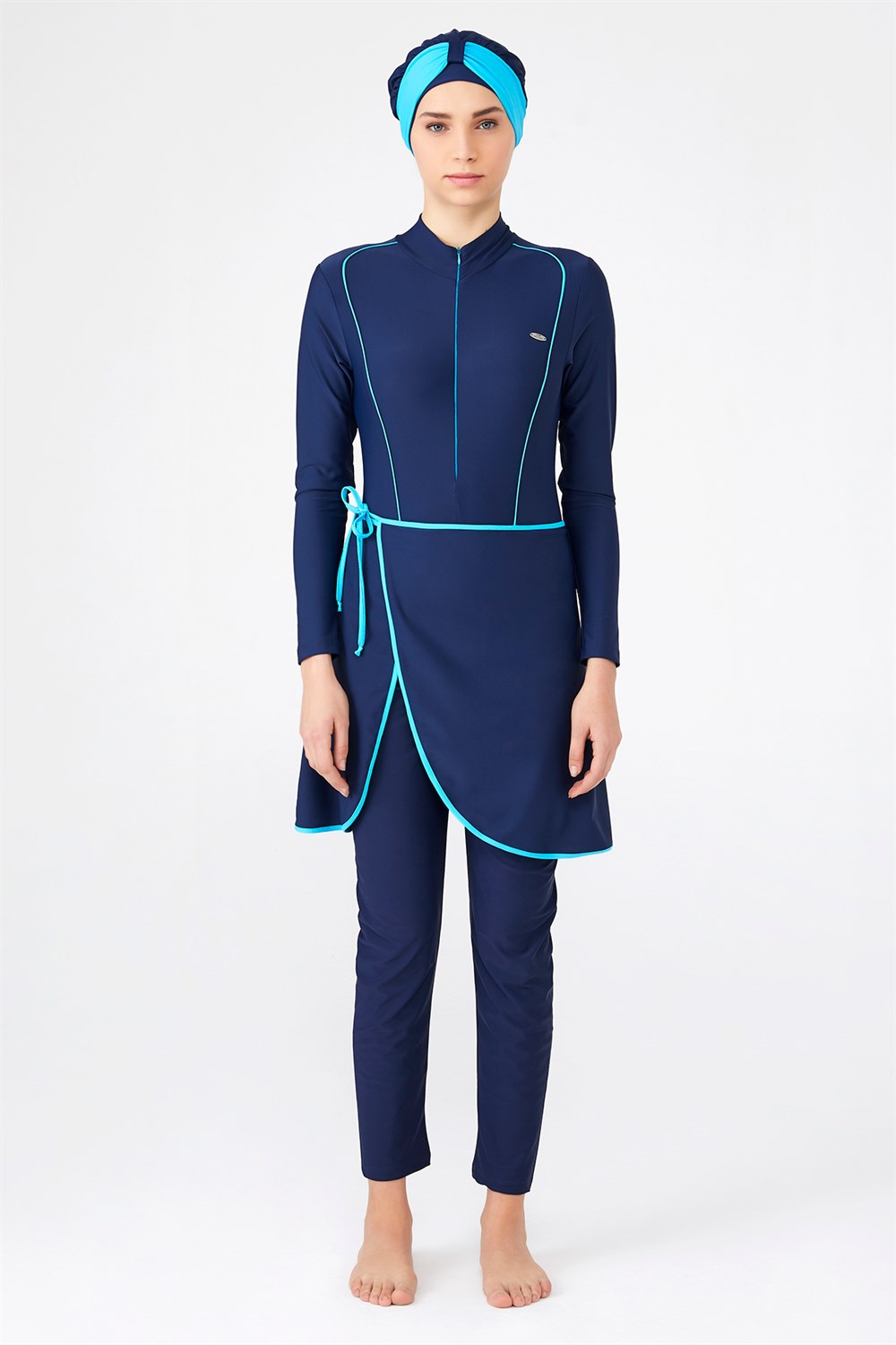 Likralı 3'lü Yüzücü Tesettür Mayo 4209 Lacivert