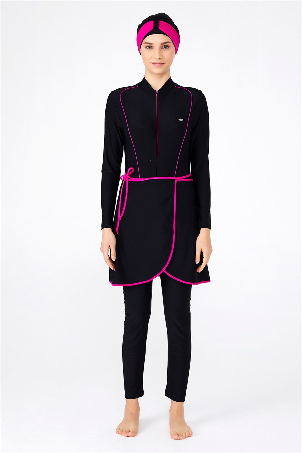 Likralı 3'lü Yüzücü Tesettür Mayo 4209 Siyah