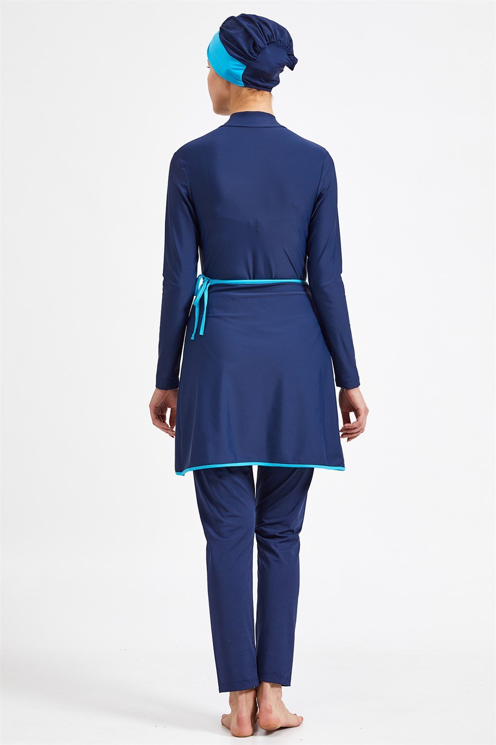 Likralı 3'lü Yüzücü Tesettür Mayo 4209 Lacivert