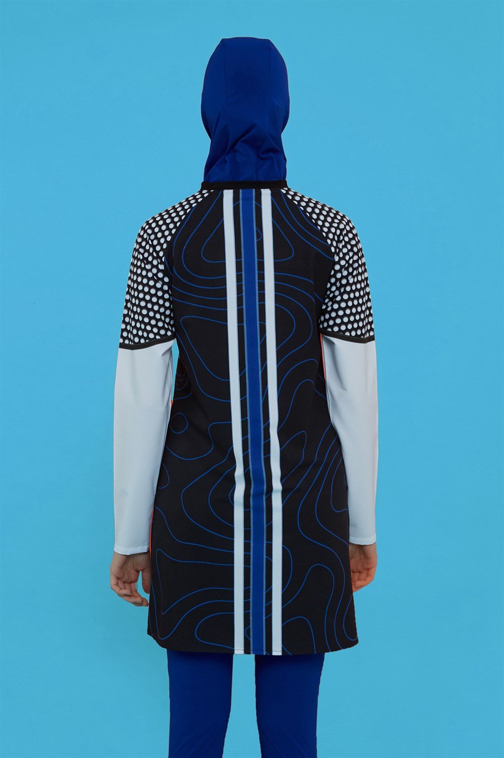 Likralı Tam Kapalı Desenli Sportif Tesettür Mayo