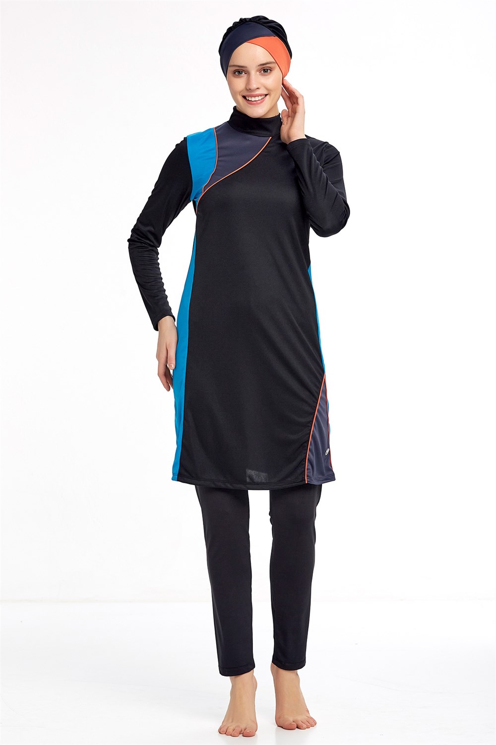 Likralı Tam Kapalı Mayo 0914 Siyah