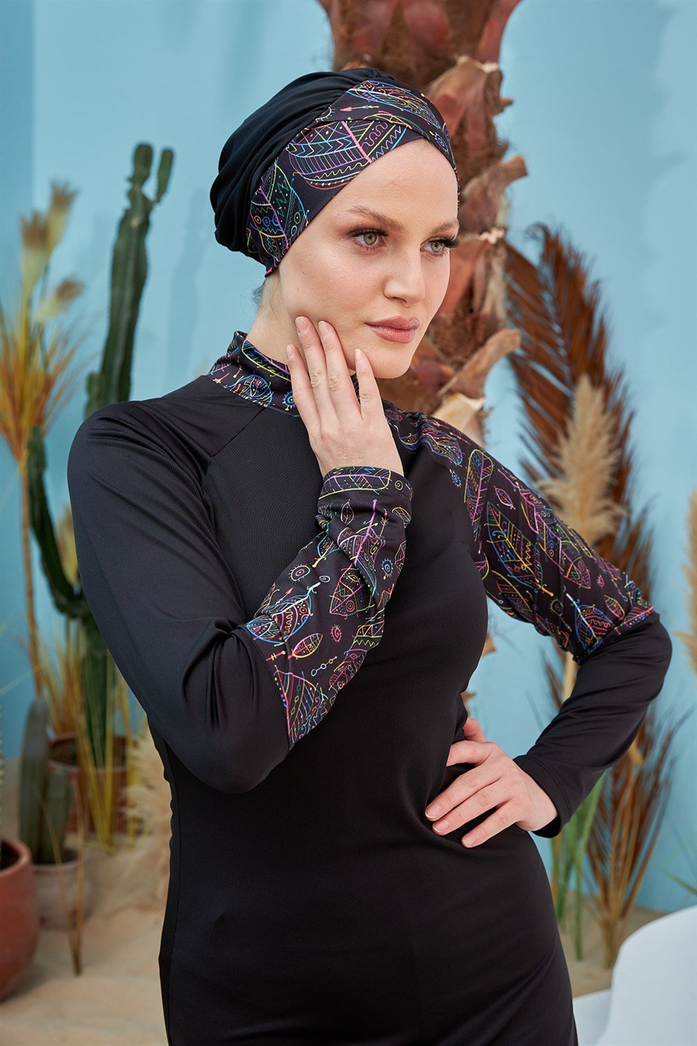 Likralı Tam Kapalı Mayo R002 Sevgi