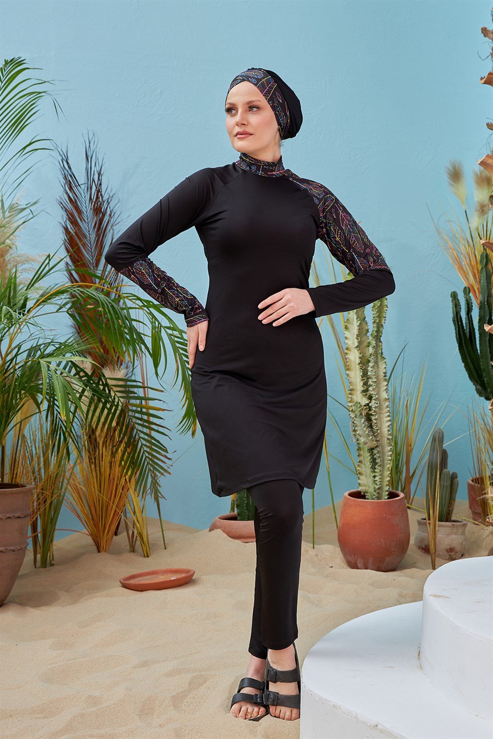 Likralı Tam Kapalı Mayo R002 Sevgi