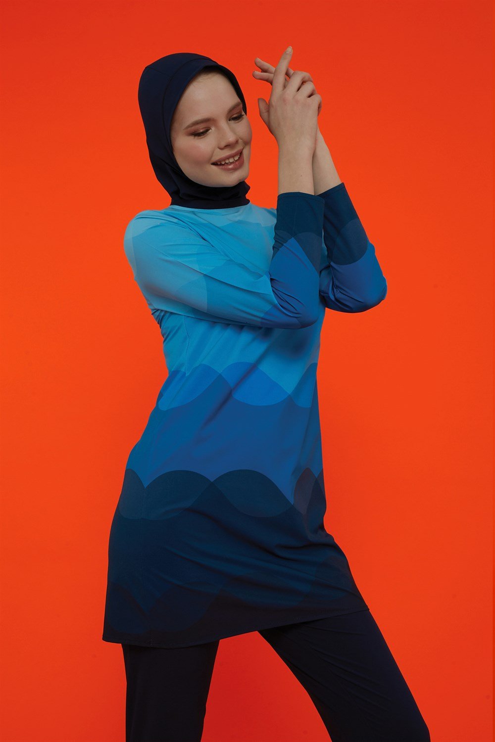 Likralı Tam Kapalı Okyanus Tesettür Mayo