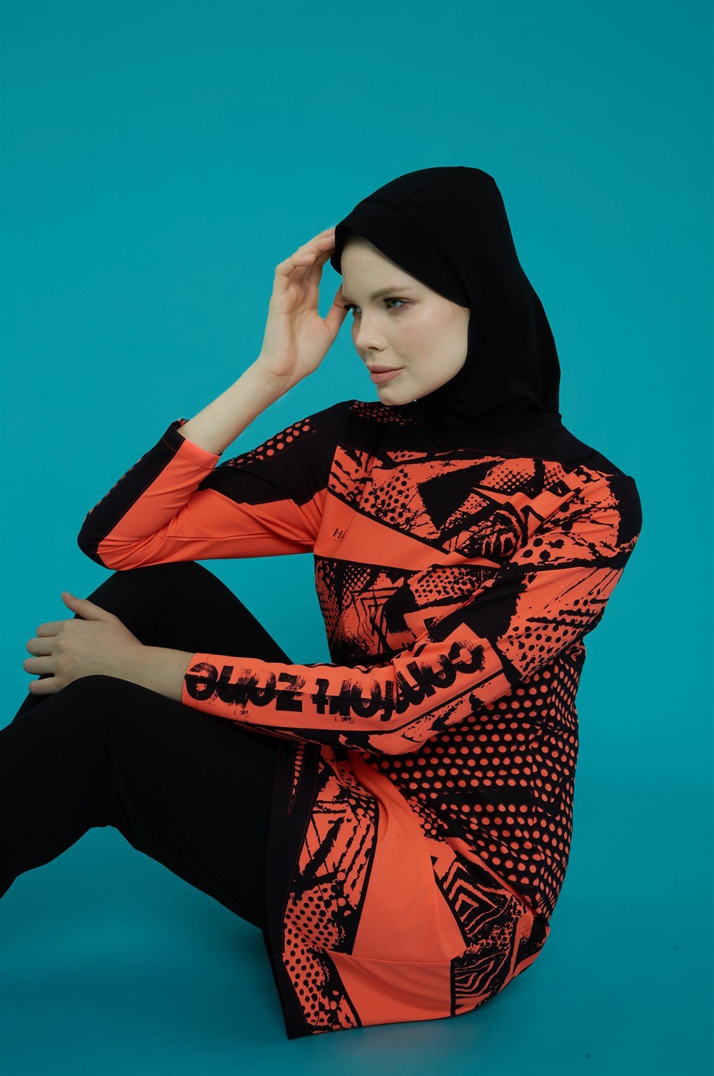 Likralı Tam Kapalı Pasifik Tesettür Mayo