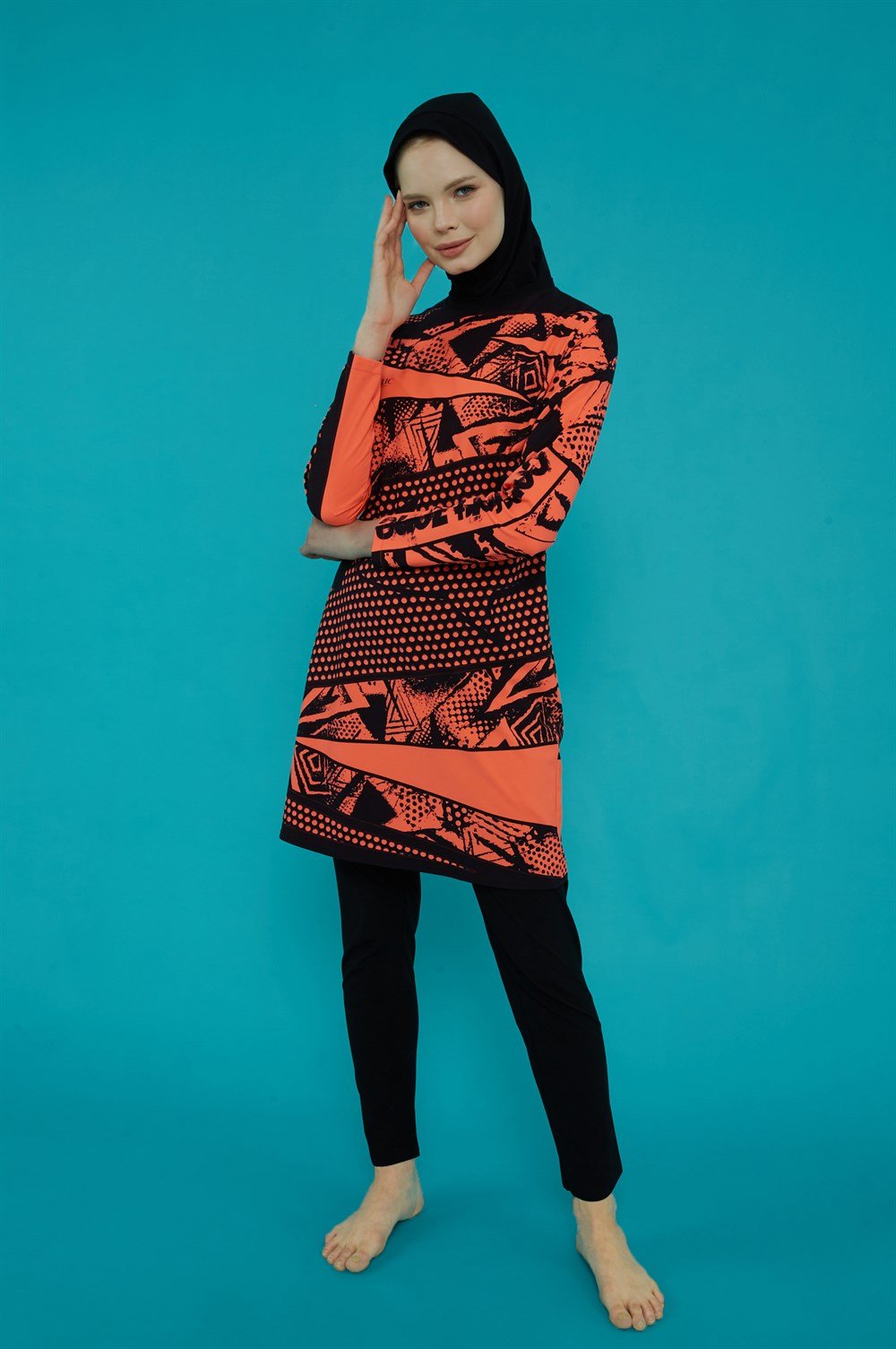 Likralı Tam Kapalı Pasifik Tesettür Mayo