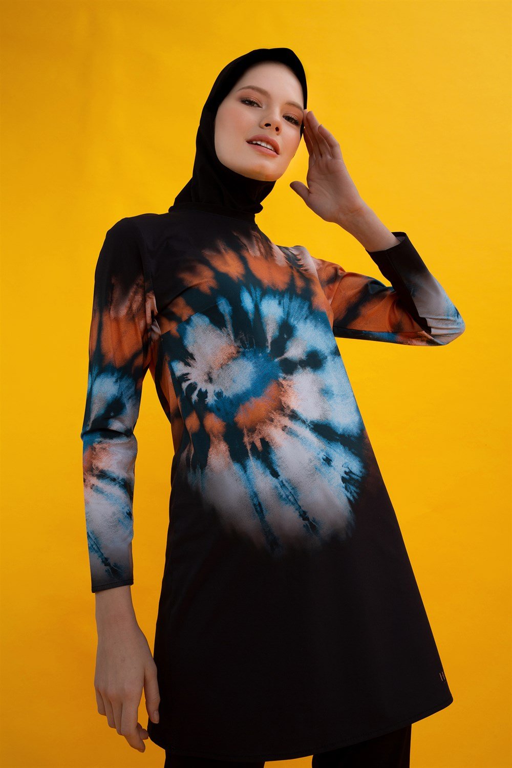 Likralı Tam Kapalı Rüzgar Gülü Tesettür Mayo