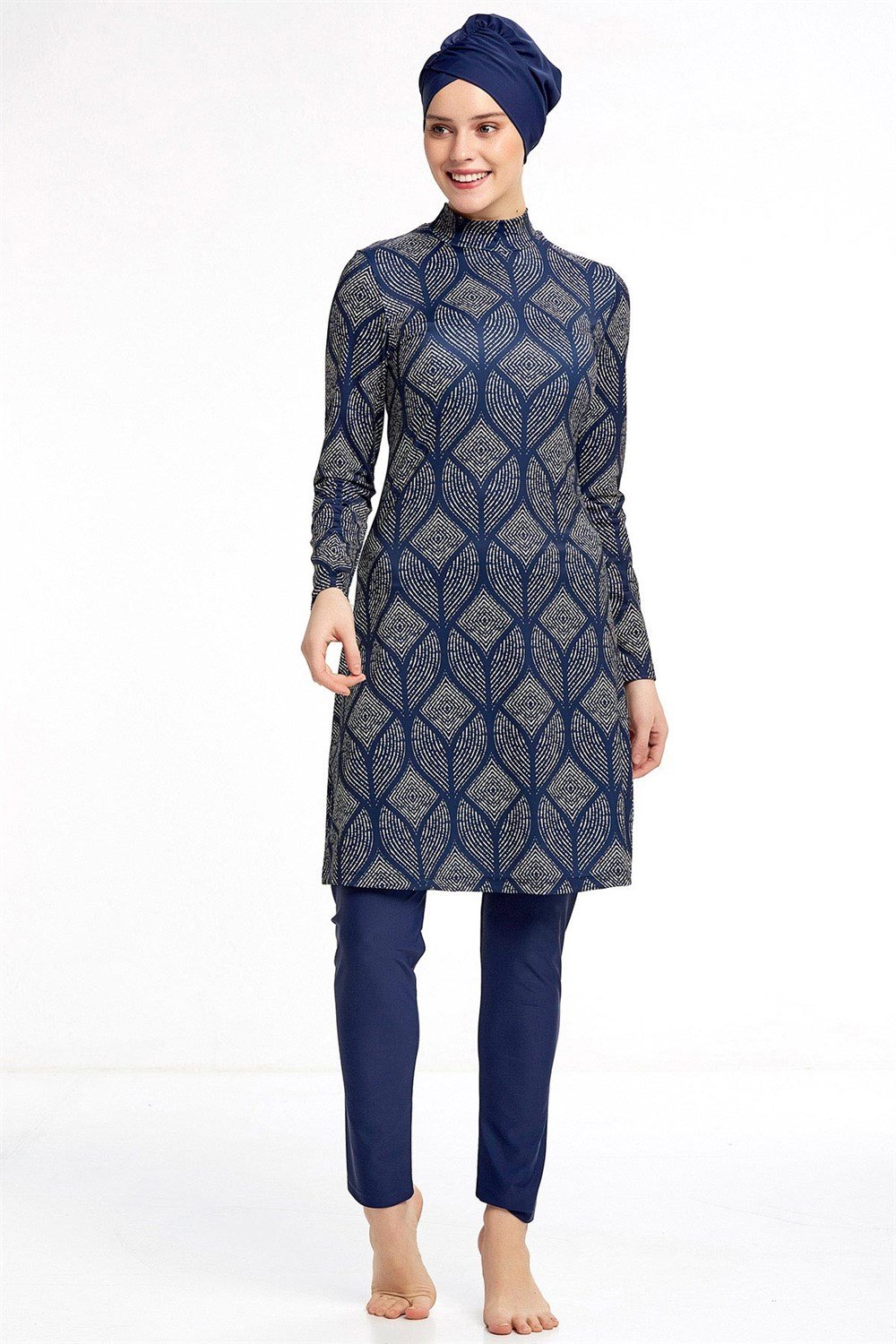 Likralı Tam Kapalı Tesettür Mayo 0906 Koyu Lacivert