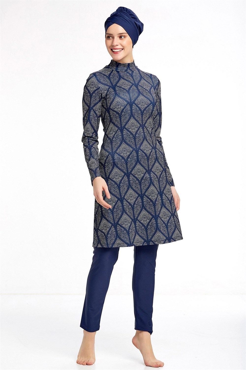 Likralı Tam Kapalı Tesettür Mayo 0906 Koyu Lacivert