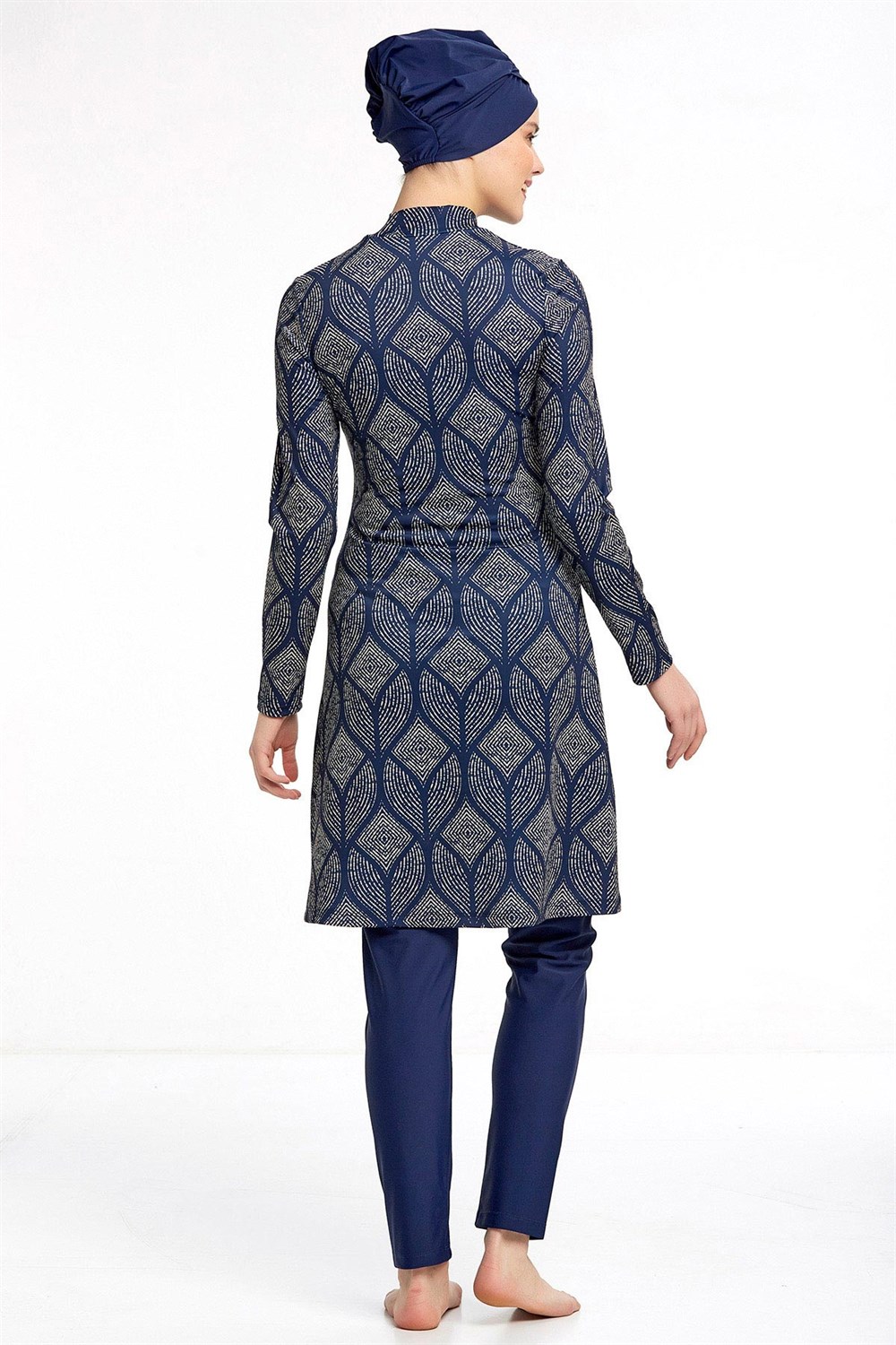 Likralı Tam Kapalı Tesettür Mayo 0906 Koyu Lacivert