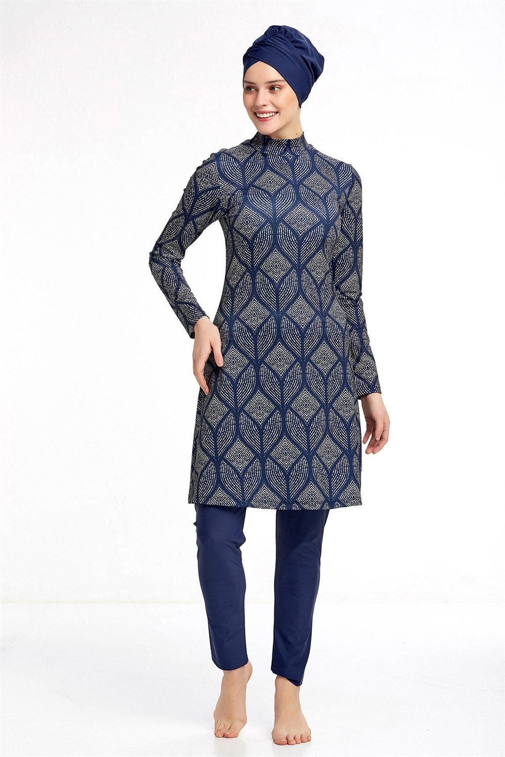 Likralı Tam Kapalı Tesettür Mayo 0906 Koyu Lacivert