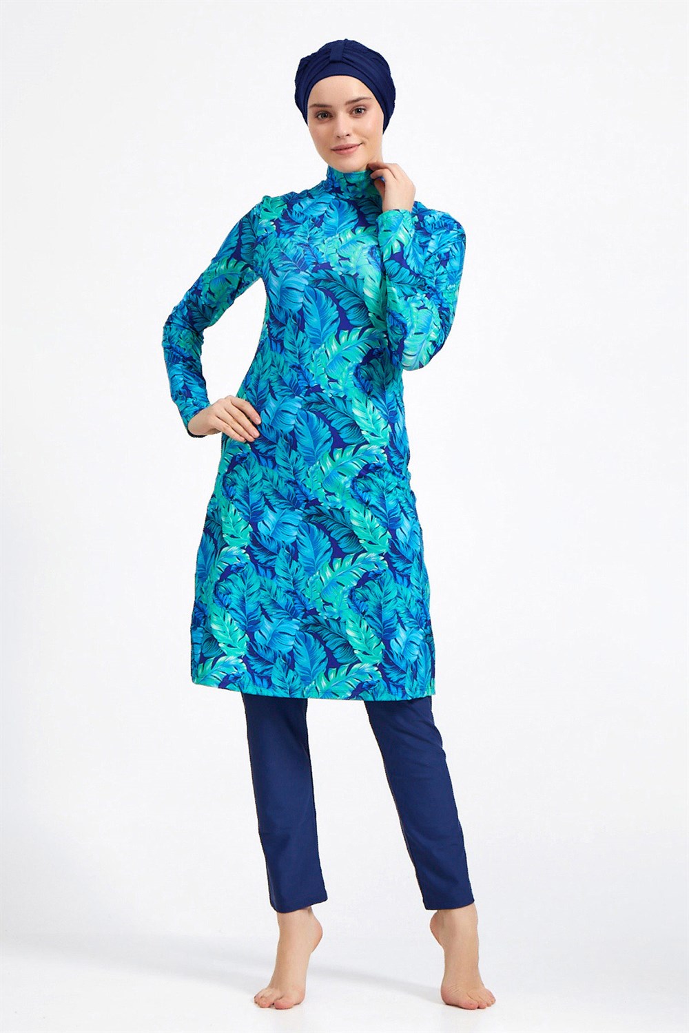 Likralı Tam Kapalı Tesettür Mayo 0908 Koyu Lacivert