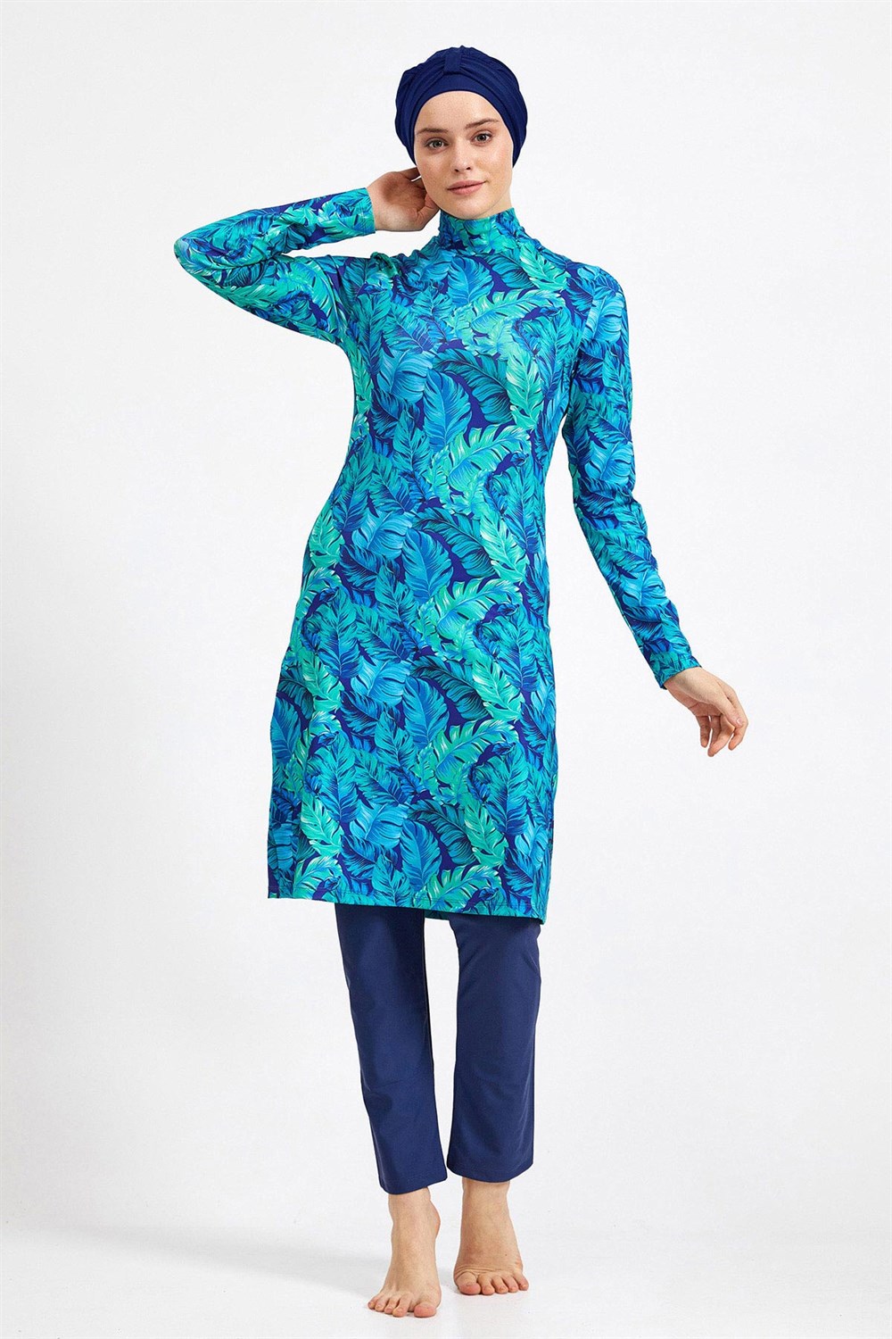 Likralı Tam Kapalı Tesettür Mayo 0908 Koyu Lacivert