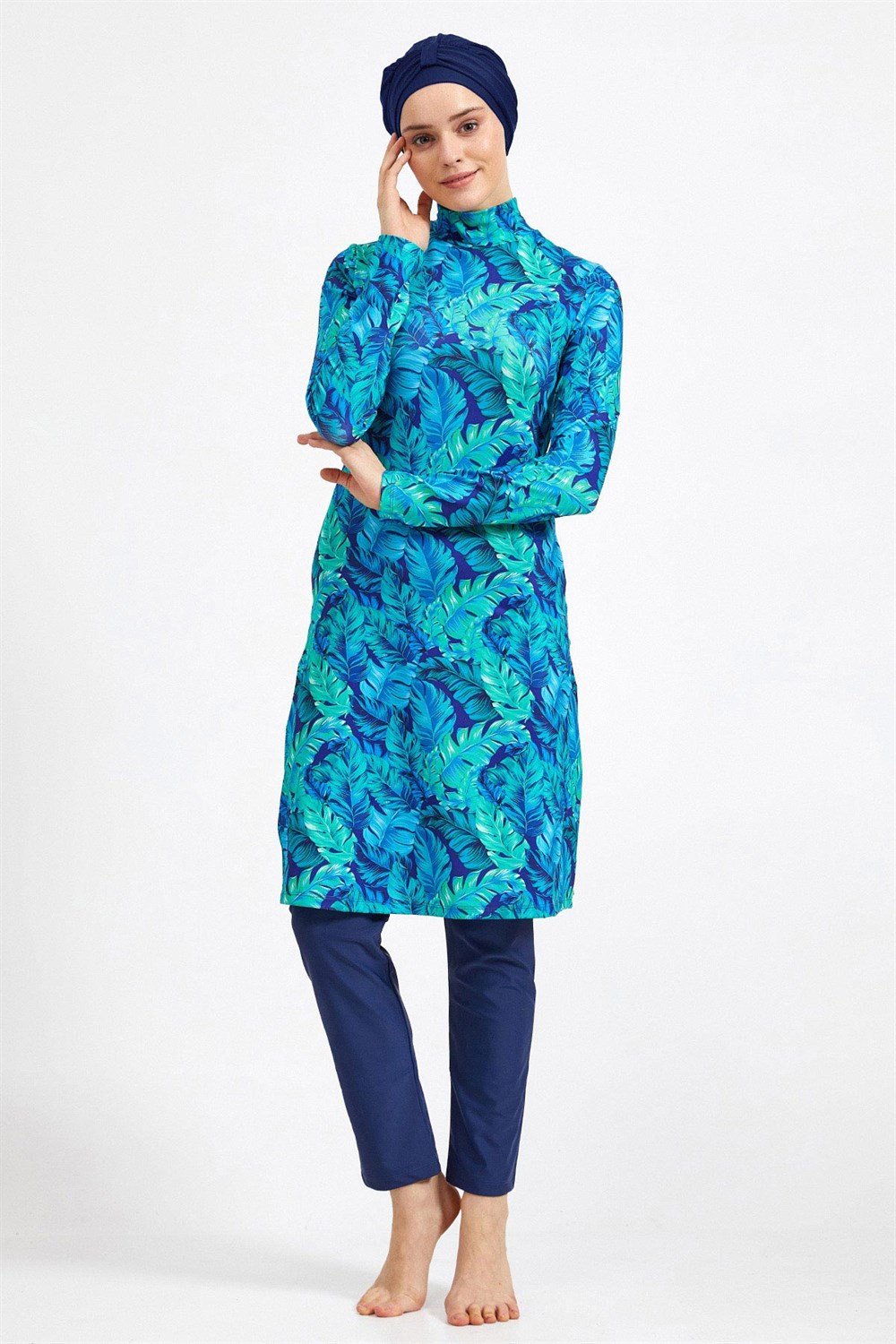 Likralı Tam Kapalı Tesettür Mayo 0908 Koyu Lacivert