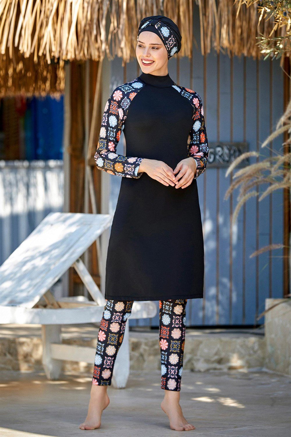 Likralı Tam Kapalı Tesettür Mayo 0911 Siyah