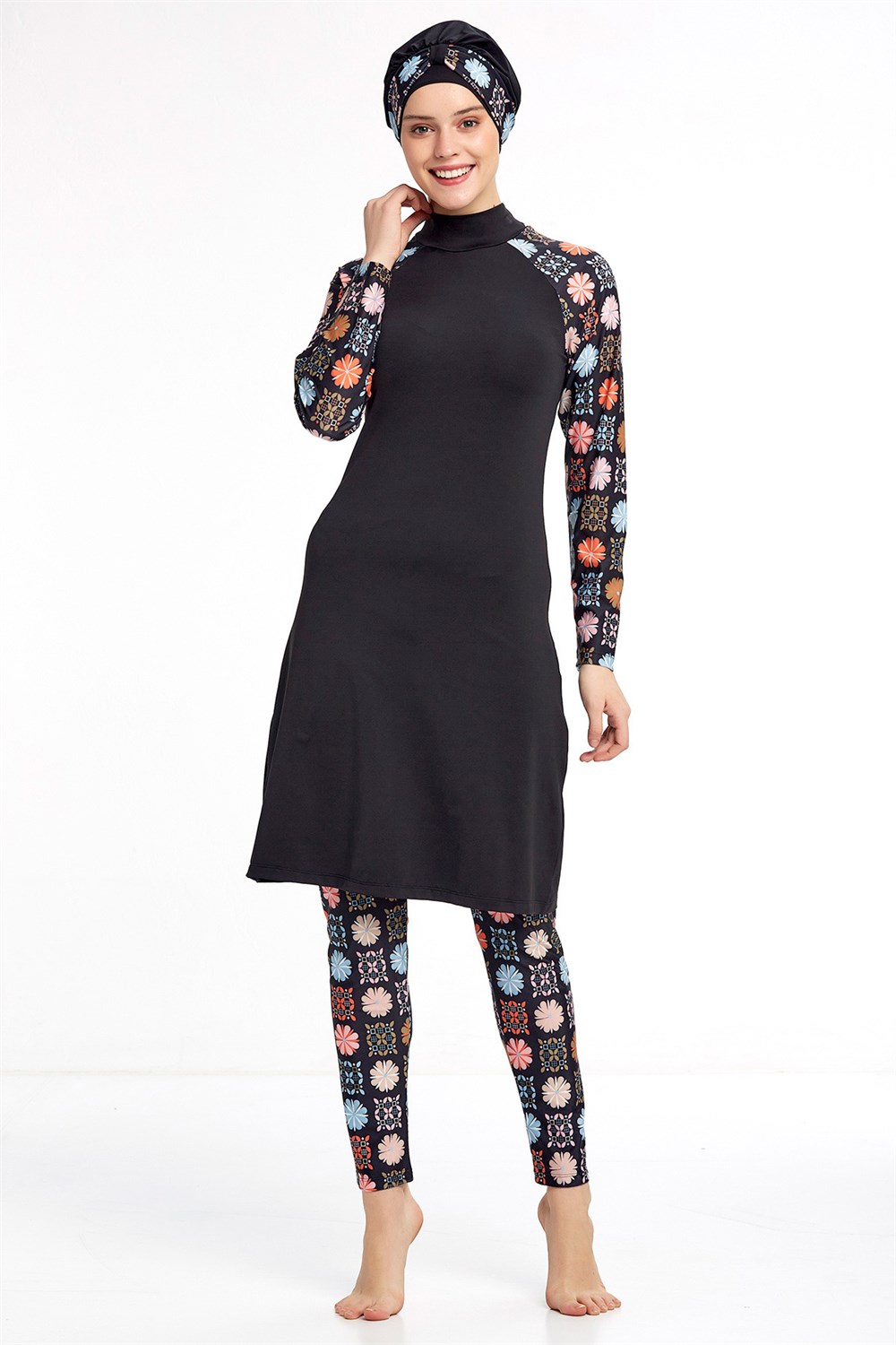 Likralı Tam Kapalı Tesettür Mayo 0911 Siyah