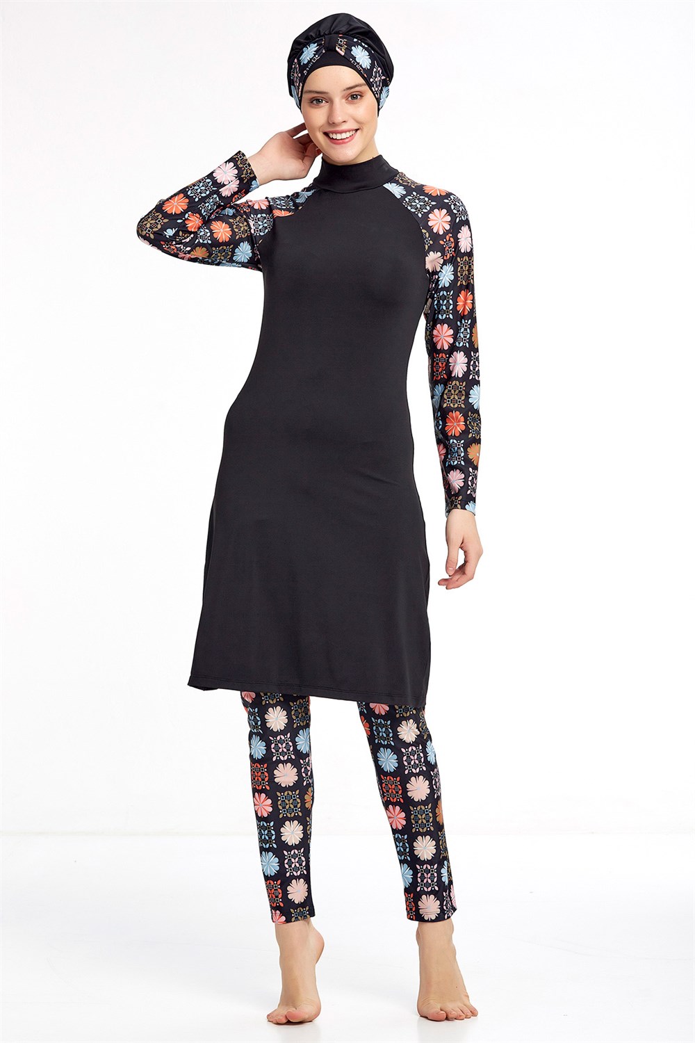 Likralı Tam Kapalı Tesettür Mayo 0911 Siyah