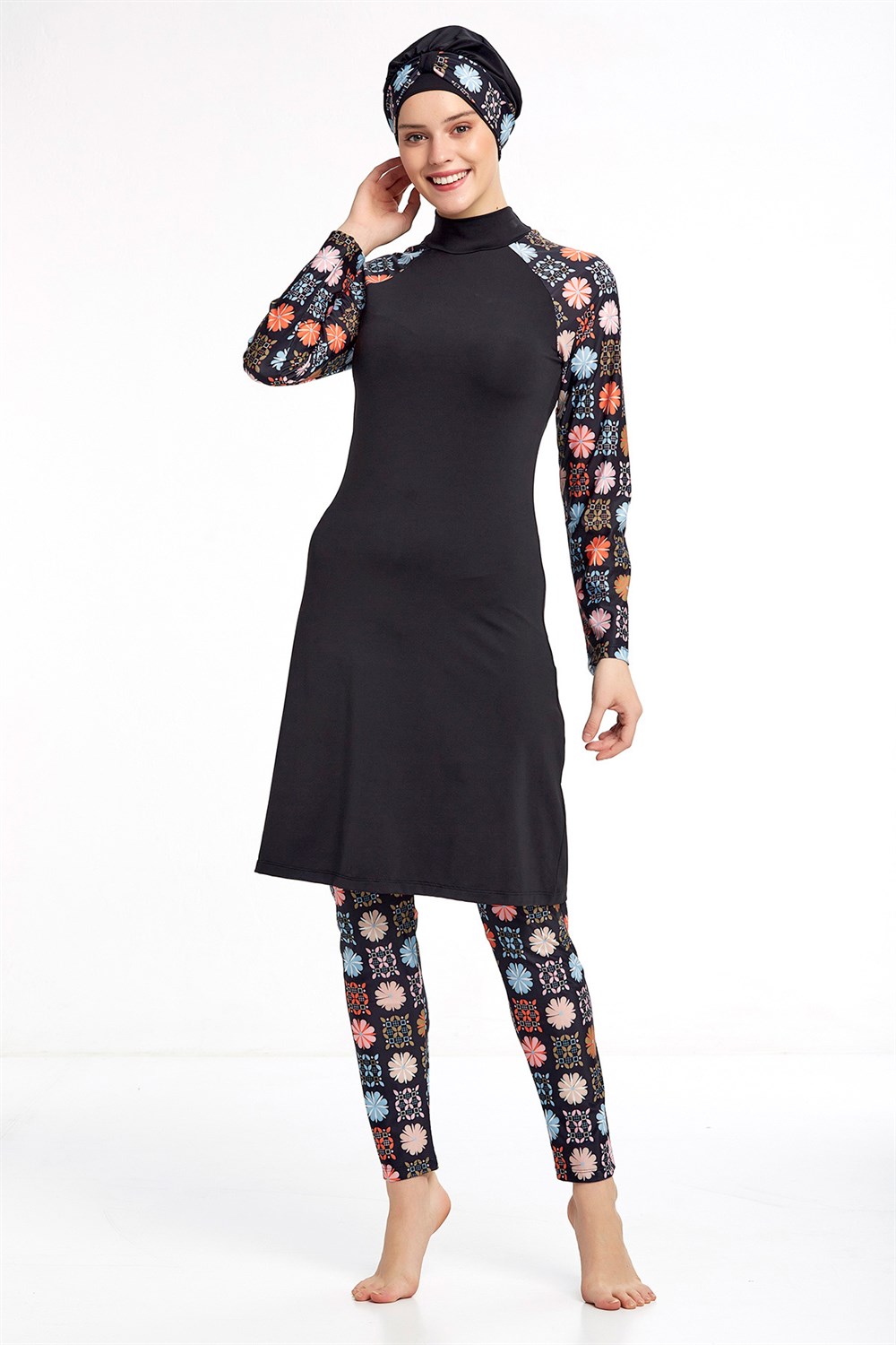 Likralı Tam Kapalı Tesettür Mayo 0911 Siyah