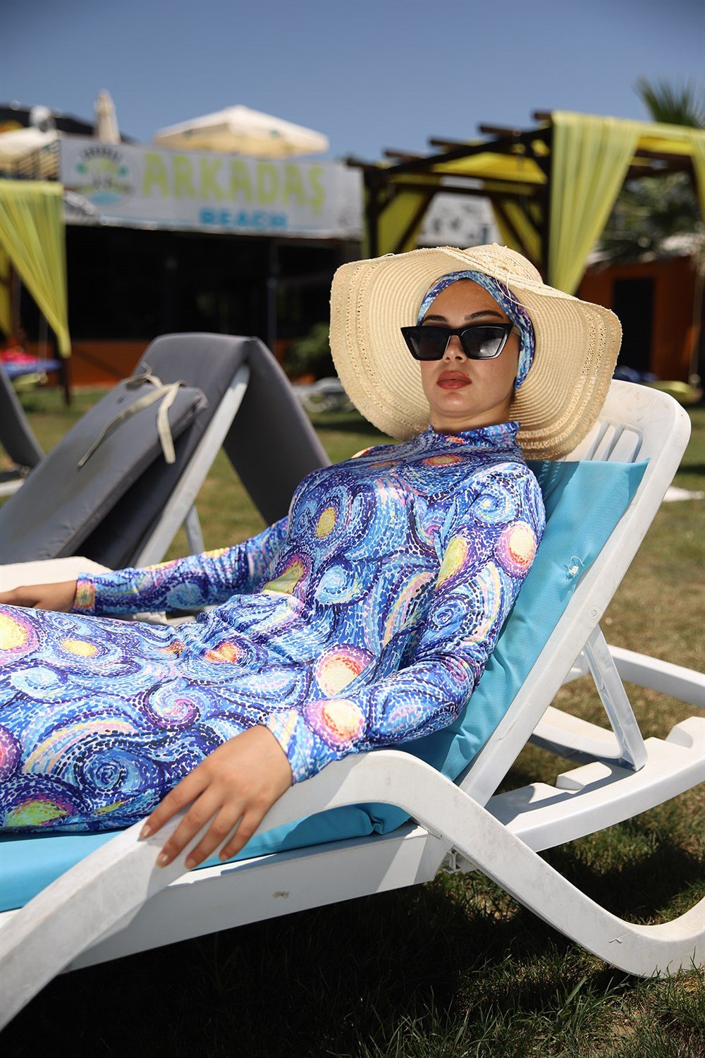 Likralı Tam Kapalı Tesettür Mayo 2109 Esra Sulu Boya