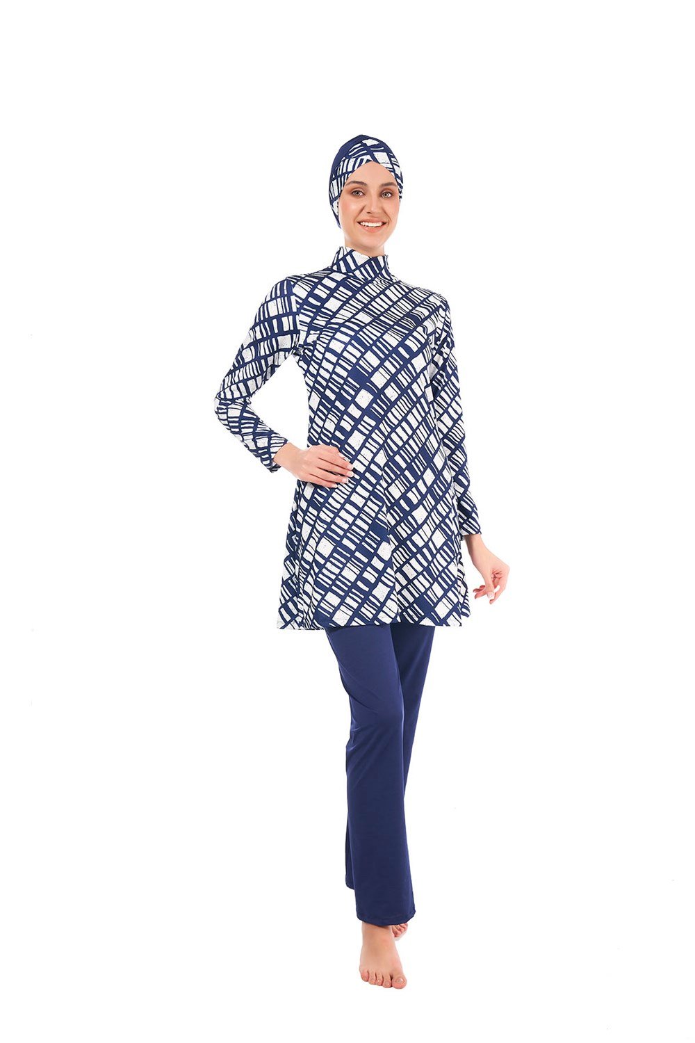 Likralı Tam Kapalı Tesettür Mayo 22905 Lacivert