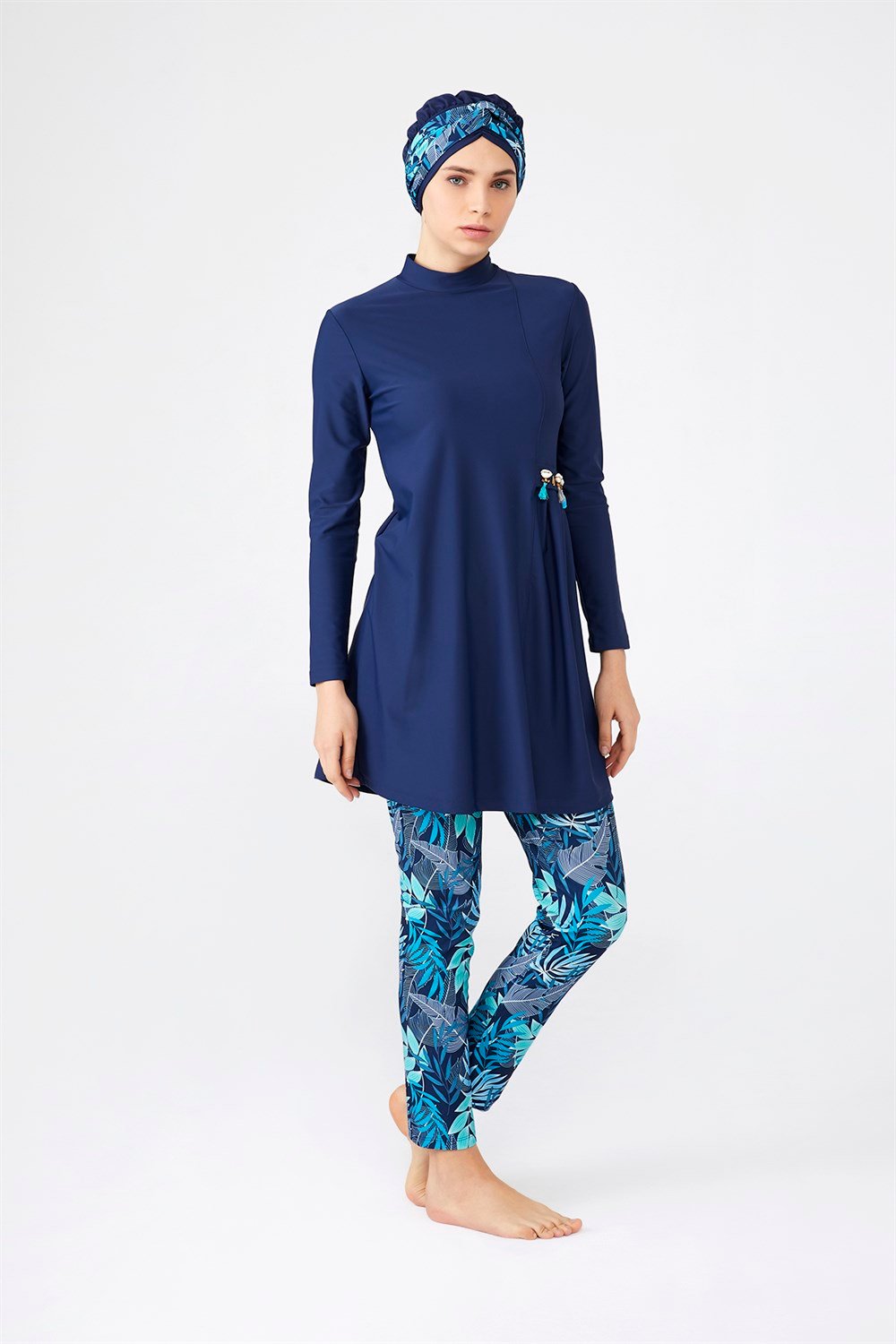 Likralı Tam Kapalı Tesettür Mayo 4256 Koyu Lacivert