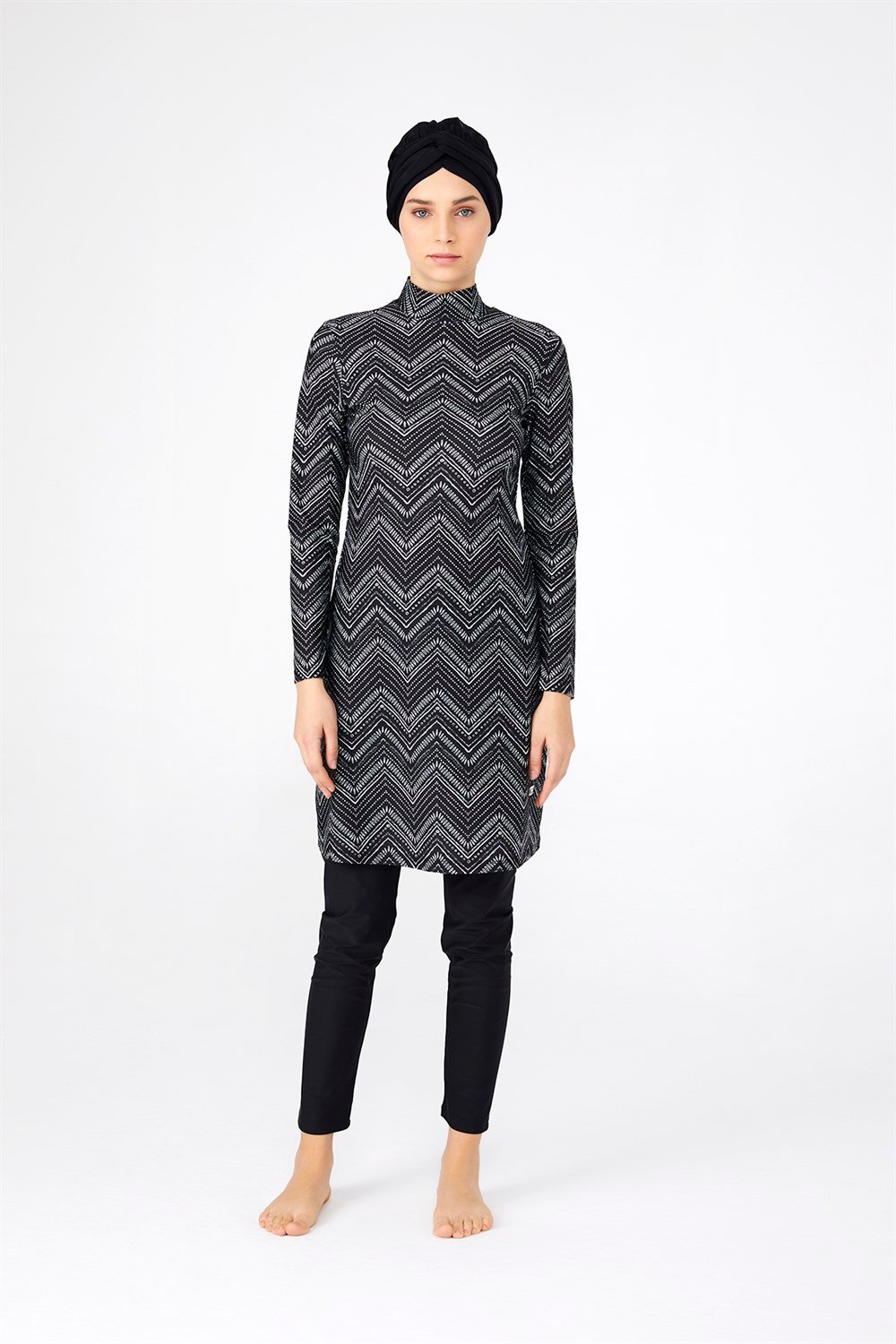 Likralı Tam Kapalı Tesettür Mayo 4260 Siyah