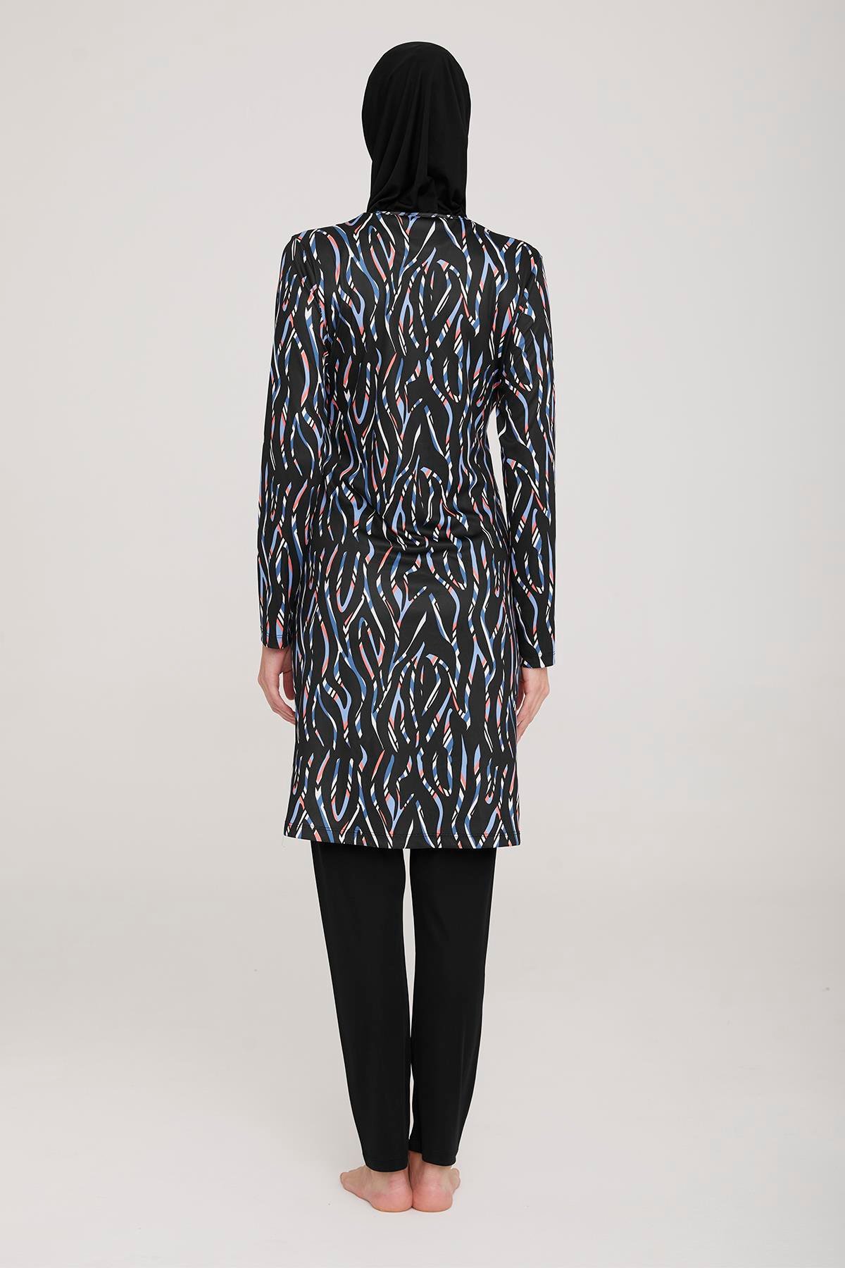 Likralı Tam Kapalı Tesettür Mayo Adna 3 9032 Siyah Remsa Mayo