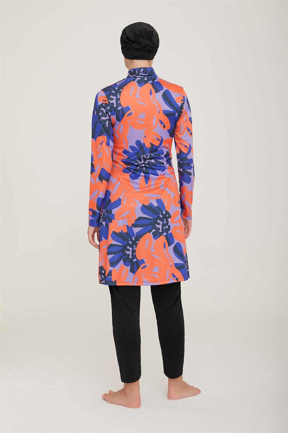 Likralı Tam Kapalı Tesettür Mayo Affan 3 9002 Siyah Remsa Mayo