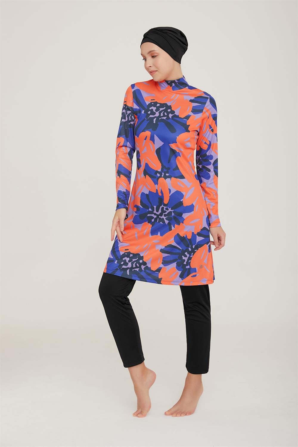 Likralı Tam Kapalı Tesettür Mayo Affan 3 9002 Siyah Remsa Mayo